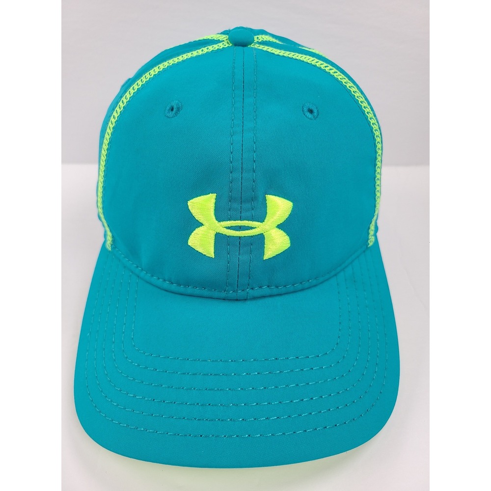 Under Armour Baseball Cap Womens One Size‎ Teal Neon Yellow Adjustable Strap